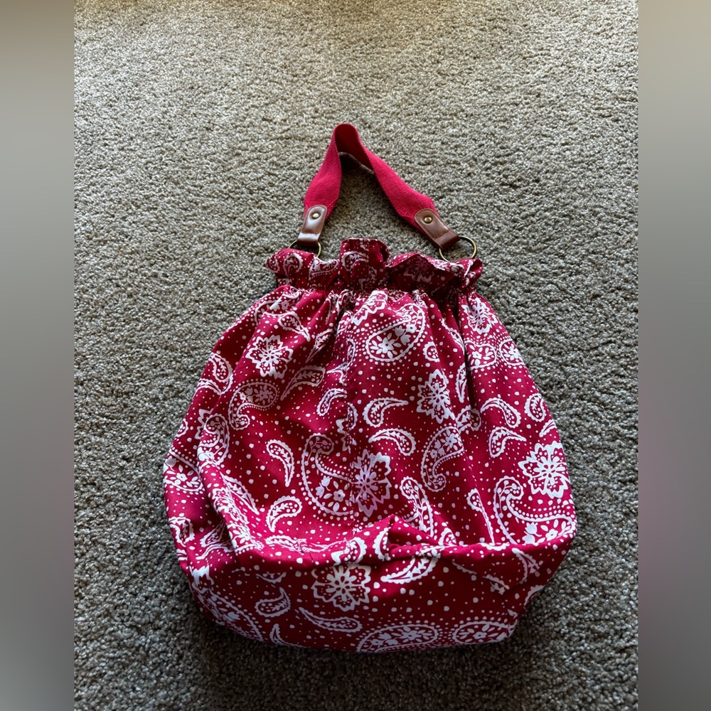 Red Paisley/Bandana pattern Bucket Bag